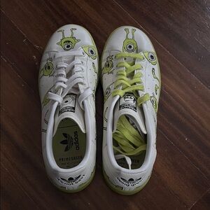 Adidas Green and White Sneakers Mike Wazowski edition